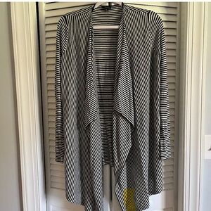 Ann Taylor Black and White Striped Cardigan Sweater
